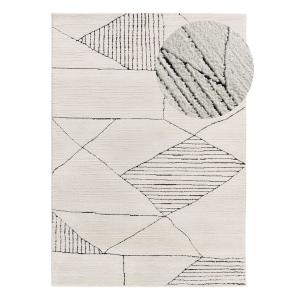 Tapis à relief ethnique blanc/noir 120x170 cm