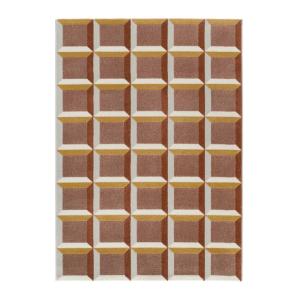 Tapis à relief géométrique rouille 133x190 cm