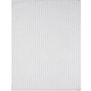 Tapis à relief géométriques moderne blanc 120x180