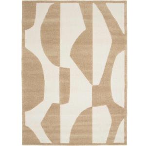Tapis à reliefs doux géométrique beige 160x230