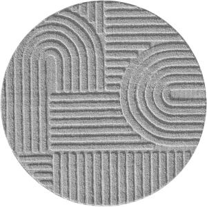 Tapis à reliefs géométriques gris rond - D80 cm