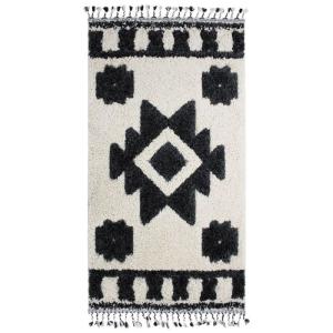 Tapis à reliefs triangles crème gris 80x150