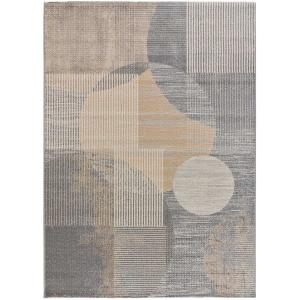 Tapis abstrait en gris et beige, 080X150 cm