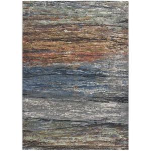 Tapis abstrait gris/bleu/rouille 160x230 cm