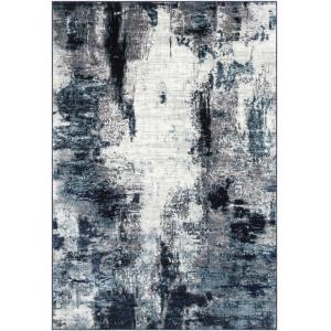 Tapis Abstrait Moderne - Bleu, Blanc et Gris - 160x220cm