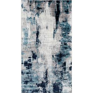 Tapis Abstrait Moderne Bleu/Blanc/Gris 80x150