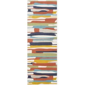 Tapis Abstrait Multicolore - Orange et Blue - 80x220cm