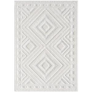 Tapis AERA à poils longs et relief blanc 140x200cm