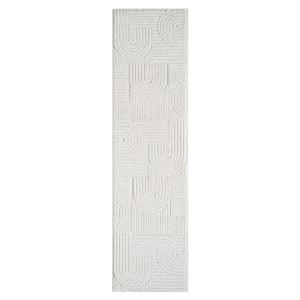 Tapis ARCA à poils longs et relief blanc 80x150cm