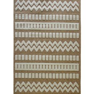 Tapis aspect jute à motif géométrique en relief blanc 80x15…