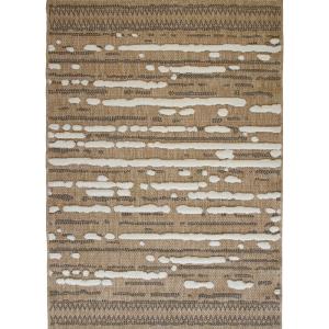 Tapis aspect jute à motif géométrique en relief blanc et no…