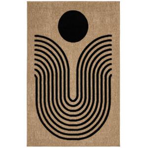 Tapis aspect jute à motif géométrique en relief - Noir - 20…