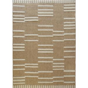 Tapis aspect jute à motif lignes en relief blanc 120x160