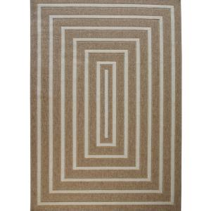Tapis aspect jute à motif rectangle en relief blanc 120x160