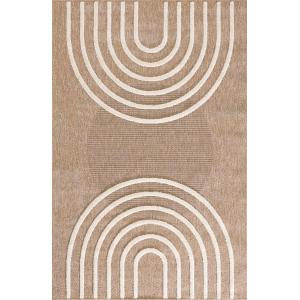 Tapis aspect jute motif arcs blanc 120x170 cm