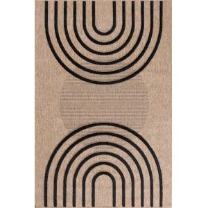 Tapis aspect jute motif arcs noir 120x170 cm