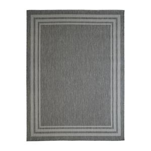 Tapis  aspect jute motif cadre gris clair 195x275