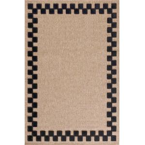 Tapis aspect jute motif damier noir 160x230 cm