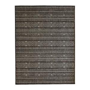 Tapis  aspect jute motif ethnique marron 133x170