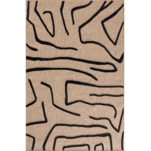 Tapis aspect jute motif géométrique noir 120x170 cm