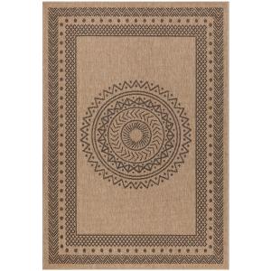 Tapis aspect jute motifs beige et noir 120x170cm