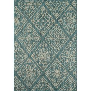 Tapis avec ornement floral turquoise - 120x160