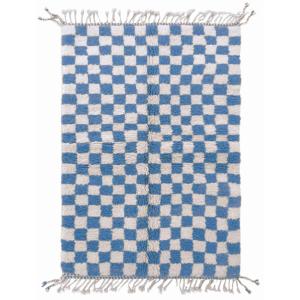 Tapis berbère à carreaux en laine bleu 156 x 240