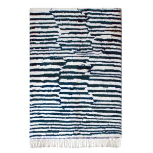 Tapis berbère authentique marocain laine bleu 80  x 240