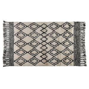 Tapis berbère en laine noir et blanc à franges 200 x 300 cm…