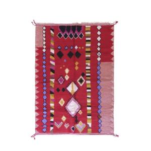 Tapis berbère marocain contemporain en laine rouge 202 x 30…
