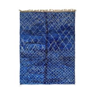 Tapis berbère marocain moderne bleu 220 x 300