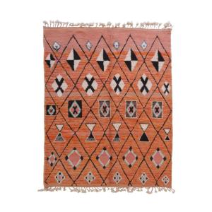 Tapis berbère marocain moderne en laine orange 221 x 293