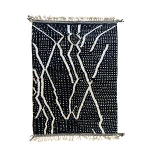 Tapis berbère marocain noir et blanc noir 191 x 270