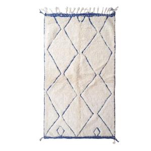 Tapis berbere marocain pure laine bleu 147 x 240  cm
