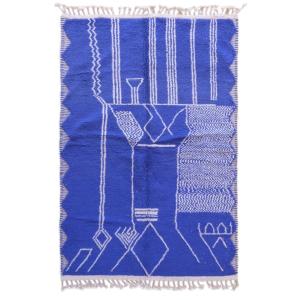 Tapis berbère marocain pure laine bleu 152 x 247