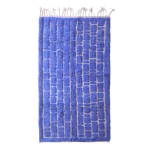 Tapis berbere marocain pure laine bleu 192 x 300  cm