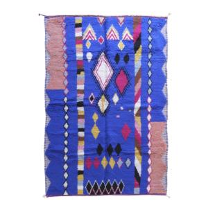 Tapis berbère marocain pure laine bleu 195 x 296