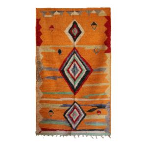 Tapis berbère marocain pure laine orange 148 x 263