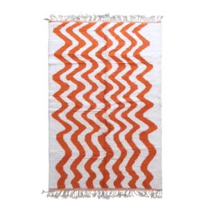 Tapis berbère marocain pure laine orange 200 x 303