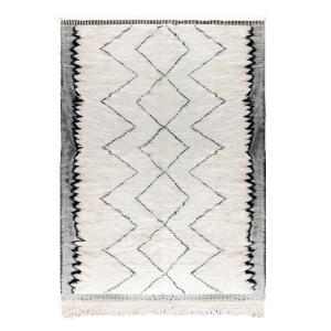 Tapis berbère original marocain laine noir blanc Riad 200x3…