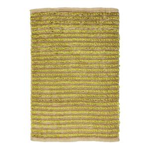 Tapis bi-texture beige et anis 60x90