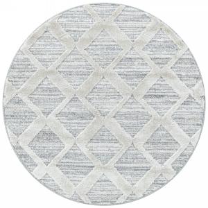 Tapis bohème rond à relief blanc ivoire 200x200cm