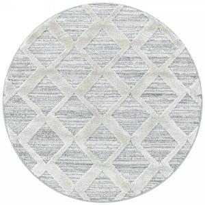 Tapis bohème rond à relief blanc ivoire 80x80cm