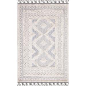 Tapis Boho Chic à franges tressées Crème,Gris 160x230cm