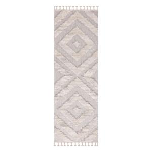 Tapis Boho Chic à franges tressées Crème,GrisBleu 80x300cm…