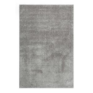 Tapis carré poils longs doux brillant gris clair 200x200