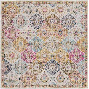 Tapis Carré Vintage Oriental Multicolore/Orange 200x200
