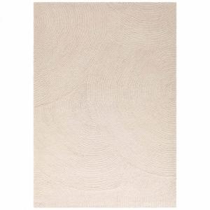 Tapis chambre 120 x 180 cm, laine, motif rond, ecru, finiti…