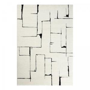 tapis chambre, motif moderne et design ton sur ton, crème 1…