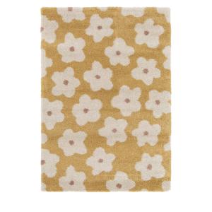 Tapis contemporain floral - 120x170cm Jaune moutarde Polypr…